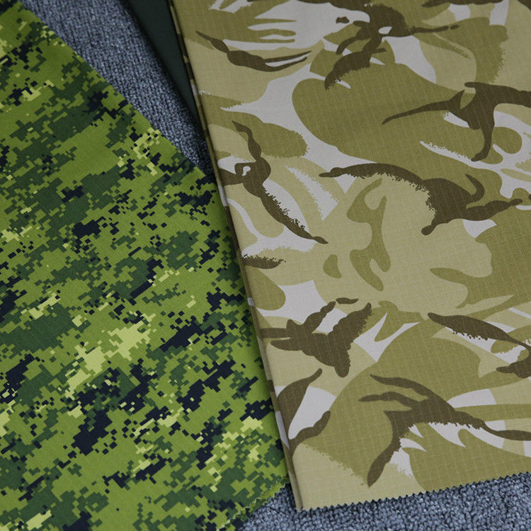 Camo Rip Stop Fabric Solid Dyed Colorfastness To Wash 4 Abrasion Resistant